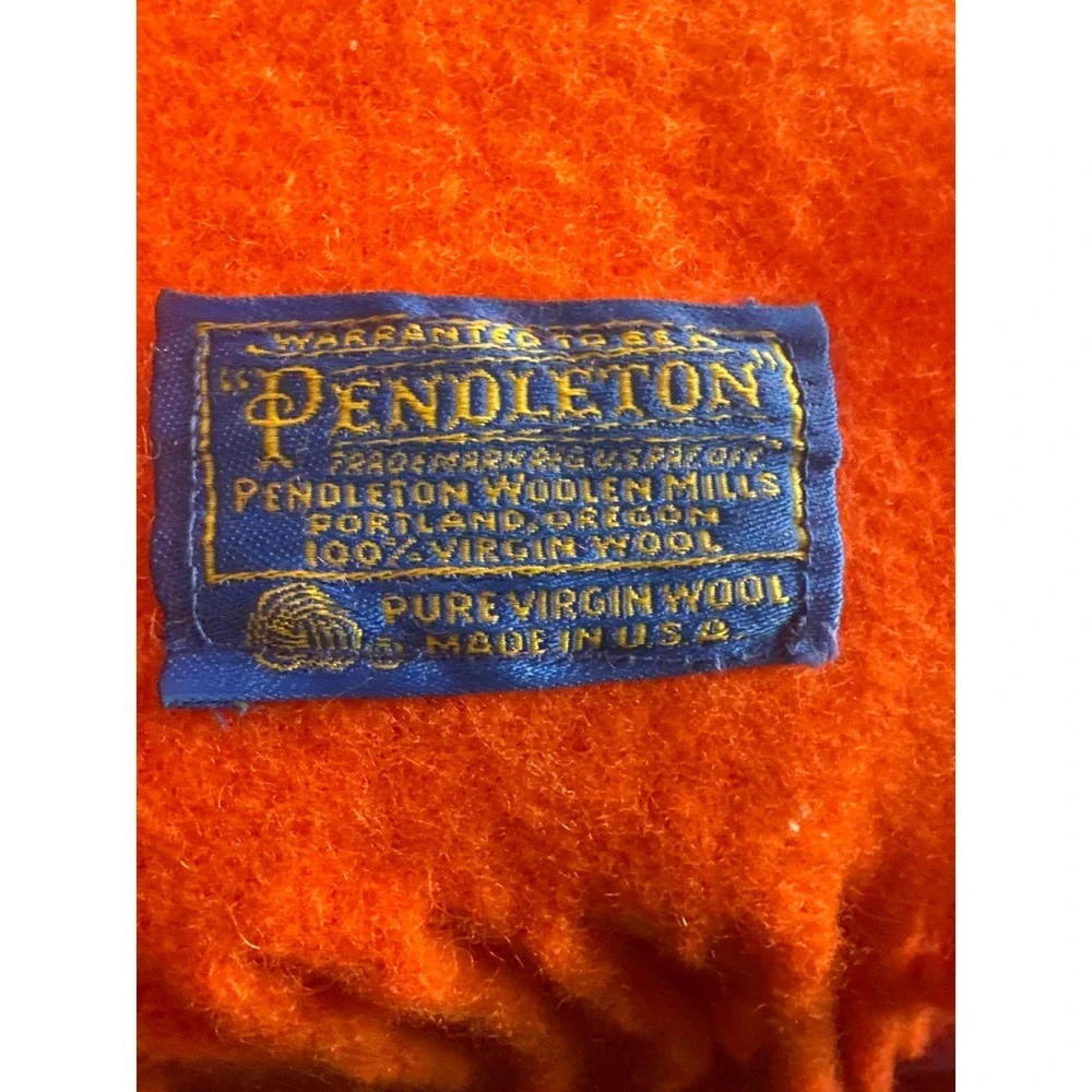 Pendleton Vintage Texas Longhorns collegiate Wool Blanket Orange Fringed Throw